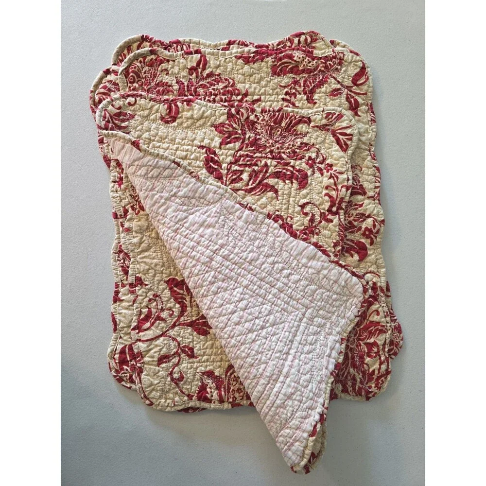 Set Of 4 Home Made Placemats Reversible French Country Floral Botanical Toilel